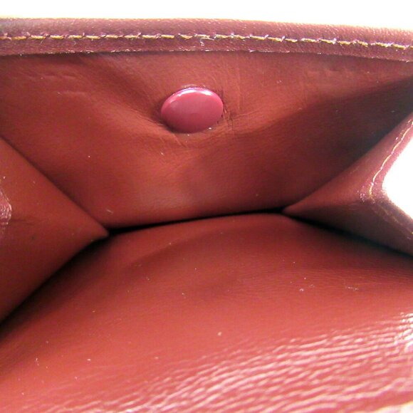 Cartier Two Folded Purse Masteline Bordeaux Enamel Leather Authentic USED T10436 - Picture 7 of 8